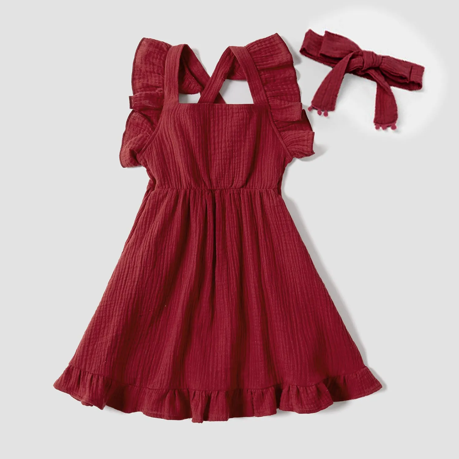 Mother and Daughter Dress Sleeveless Matching Set with Headband