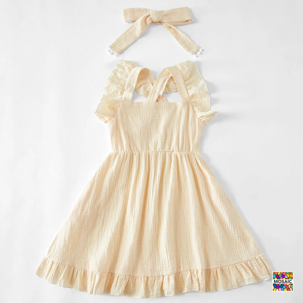 Mother and Daughter Dress Sleeveless Matching Set with Headband