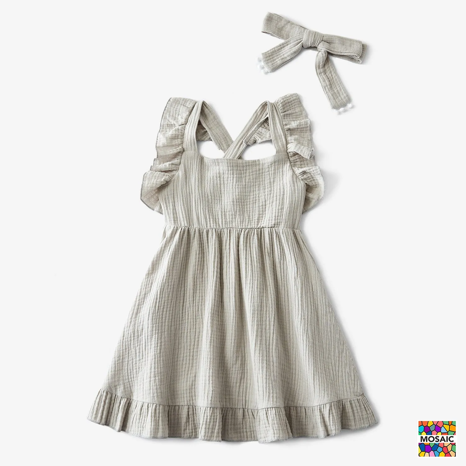 Mother and Daughter Dress Sleeveless Matching Set with Headband