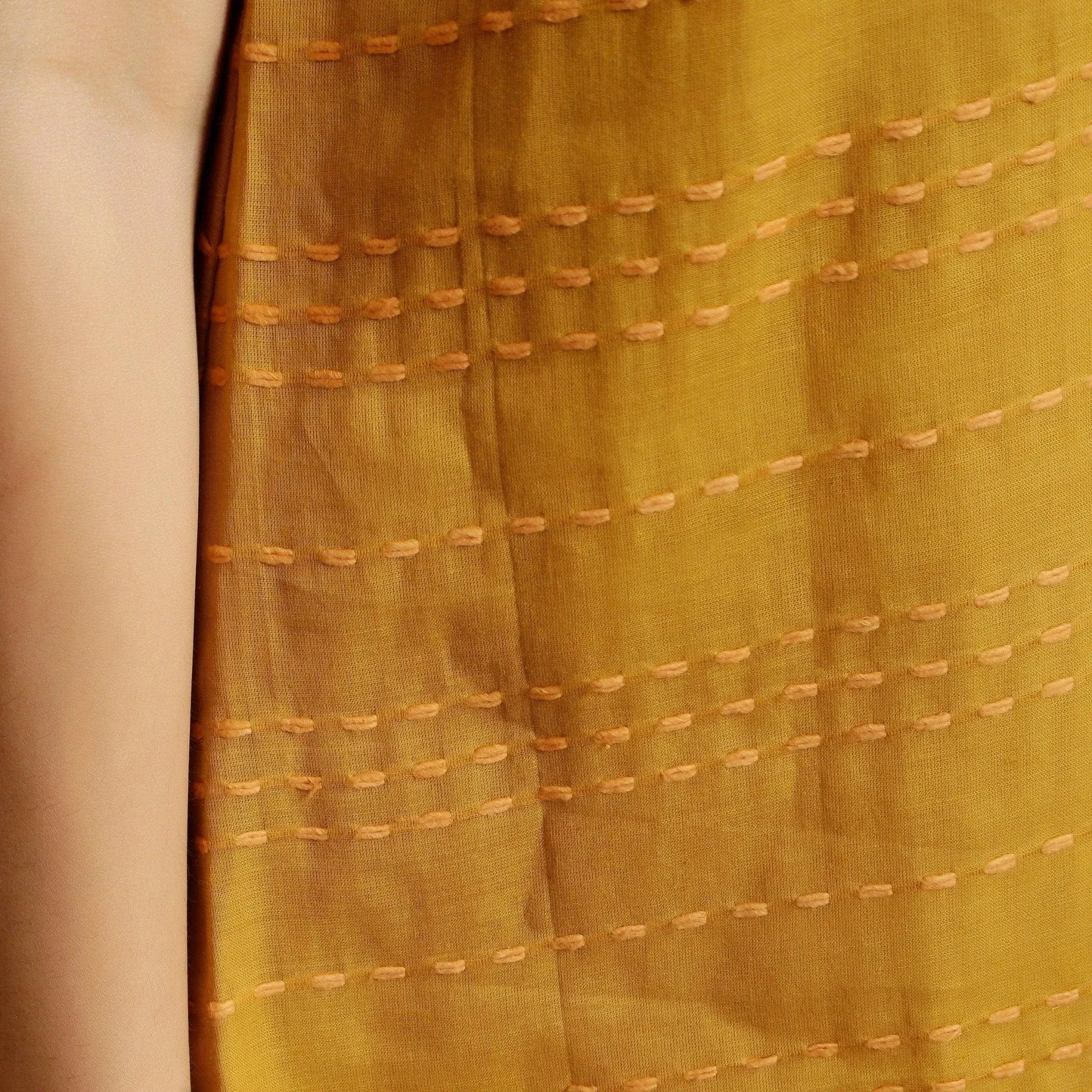 Mustard Handwoven Cotton U-Neck Backless Top