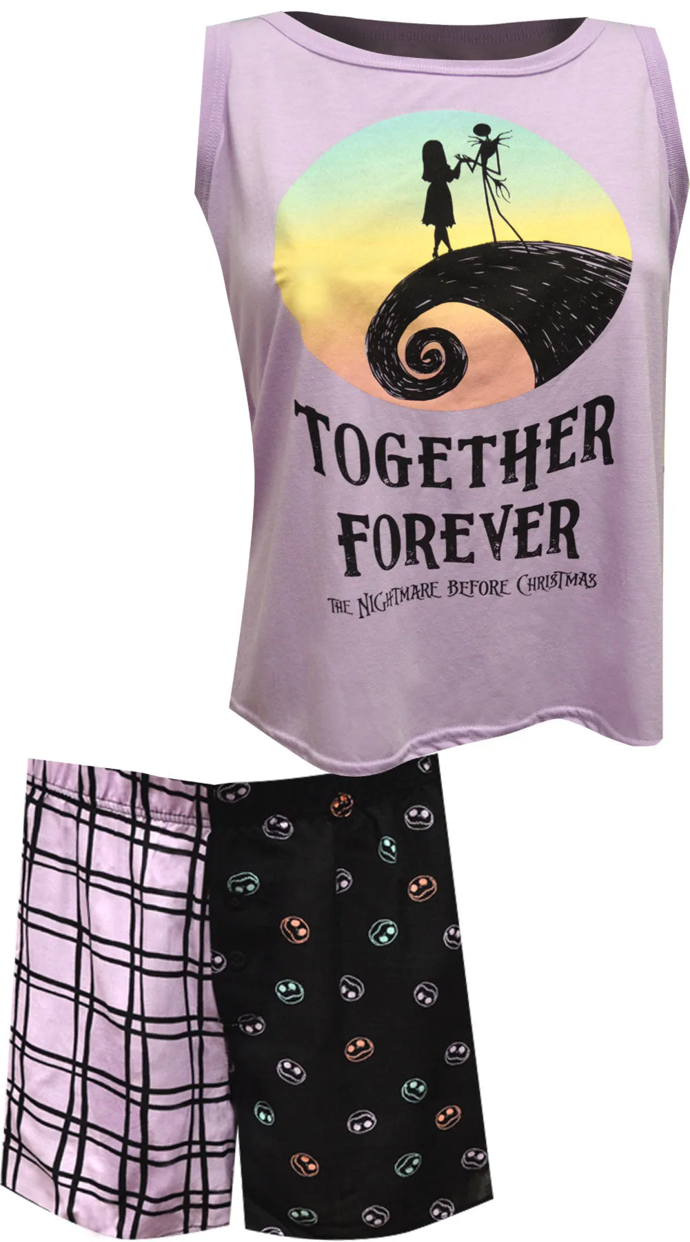 Nightmare Before Christmas Jack and Sally Together Forever Shortie PJ