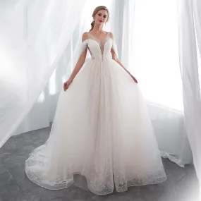 Princess A-line Wedding Dresses with Jewel Neck