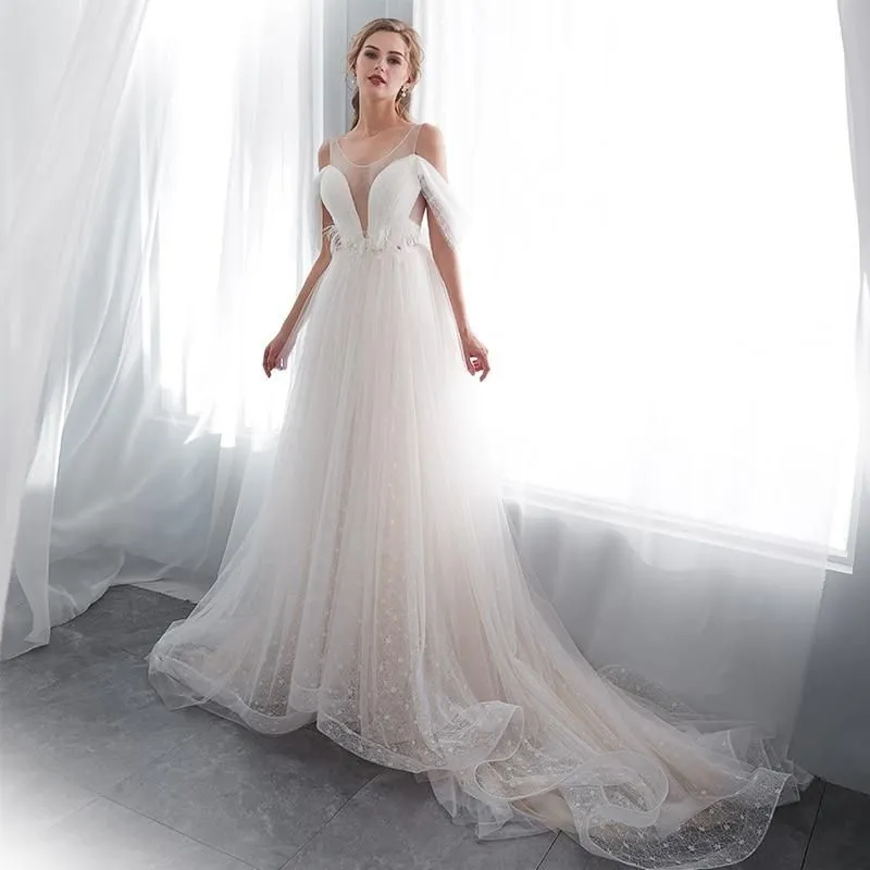 Princess A-line Wedding Dresses with Jewel Neck