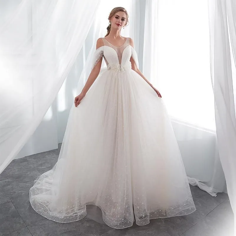 Princess A-line Wedding Dresses with Jewel Neck