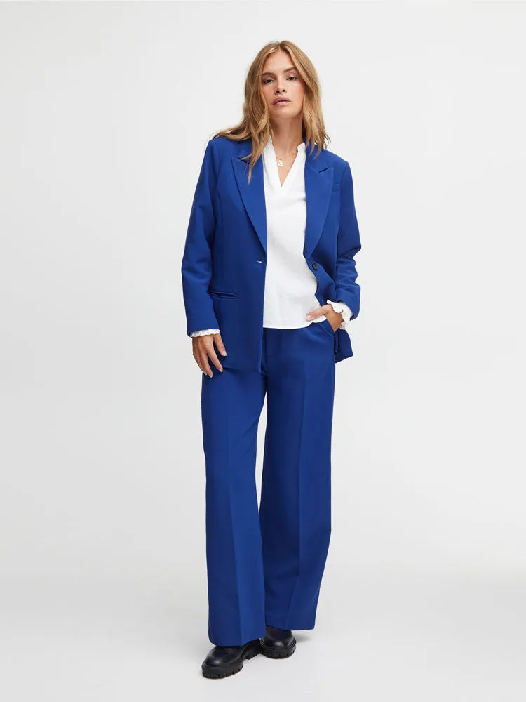 Pulz PzBeverley Wide Leg Trousers Blue