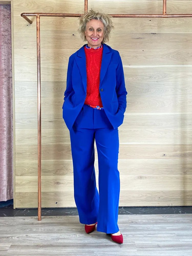 Pulz PzBeverley Wide Leg Trousers Blue