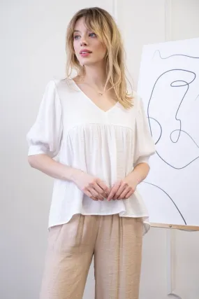 RELAXED BABYDOLL WOVEN TOP