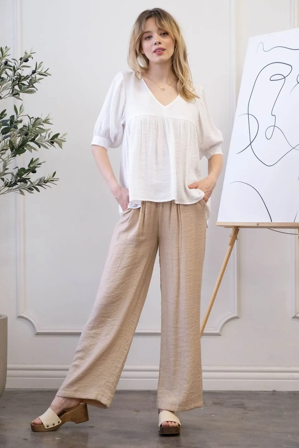 RELAXED BABYDOLL WOVEN TOP