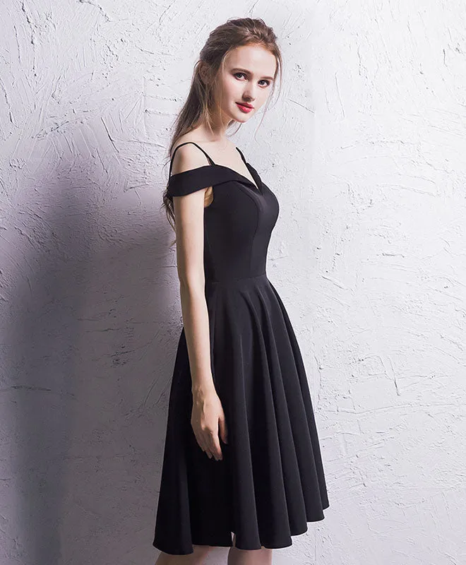 Simple Black Chiffon Short Prom Dress, Homecoming Dress