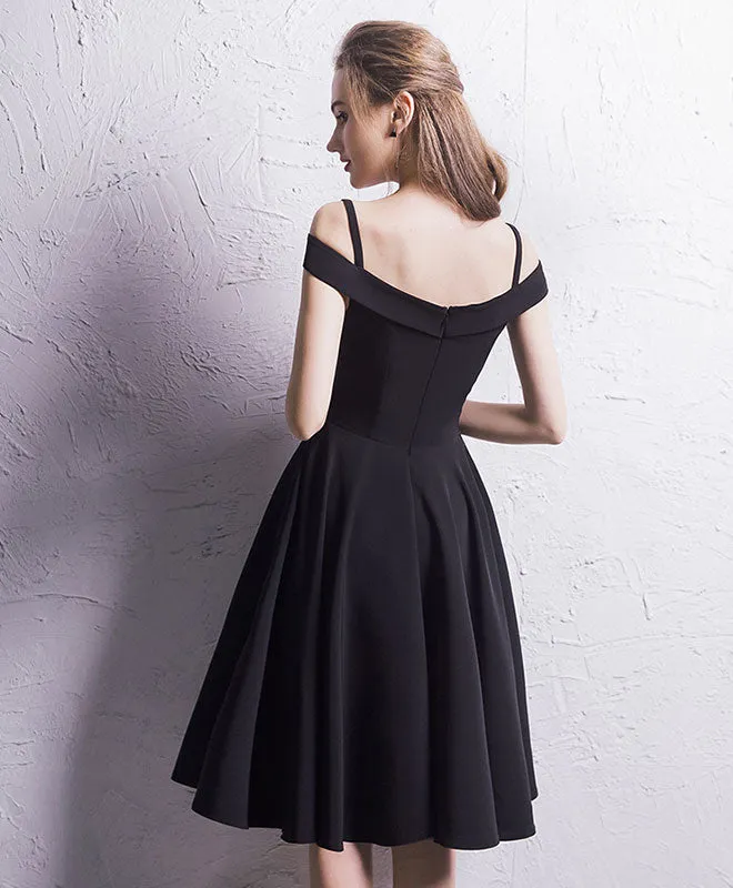 Simple Black Chiffon Short Prom Dress, Homecoming Dress