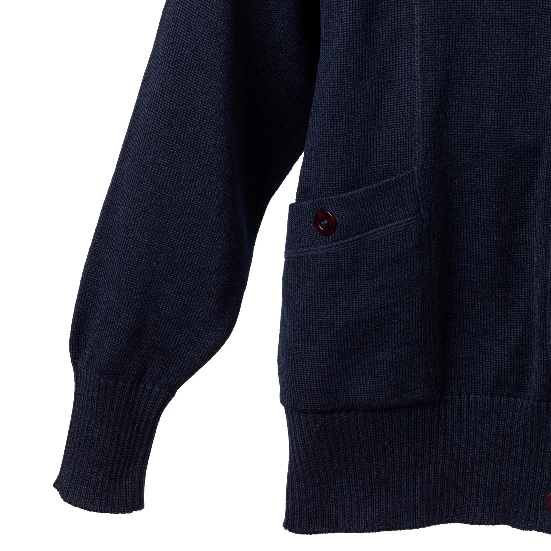 Single Knit Wool Blend Cuff Sleeve Cardigan