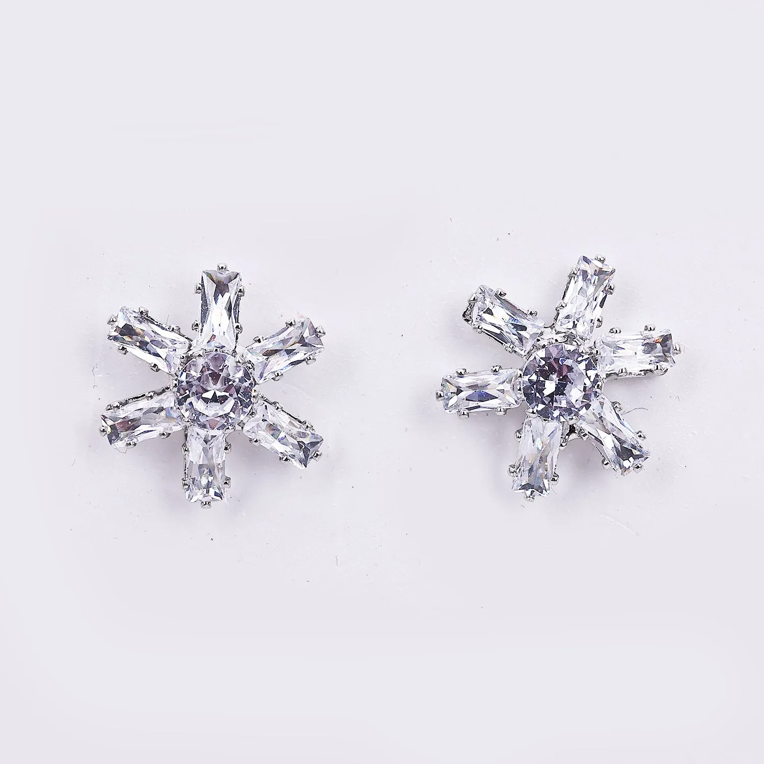 Sukkhi Royal Silver Rhodium Plated CZ Stones Studded Studs Earrings