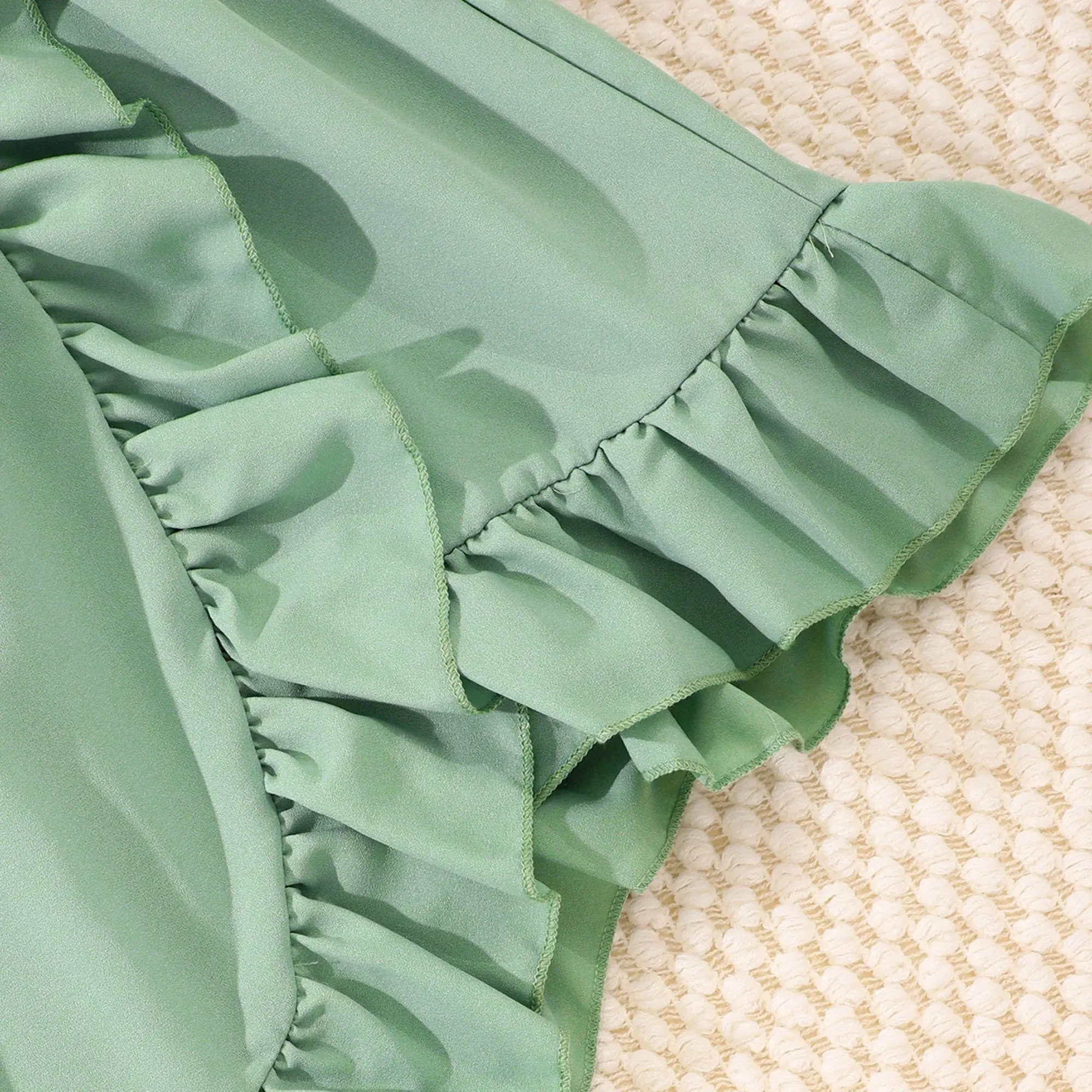 Summer Children's Sleeveless solid color irregular ruffled edge party dresses