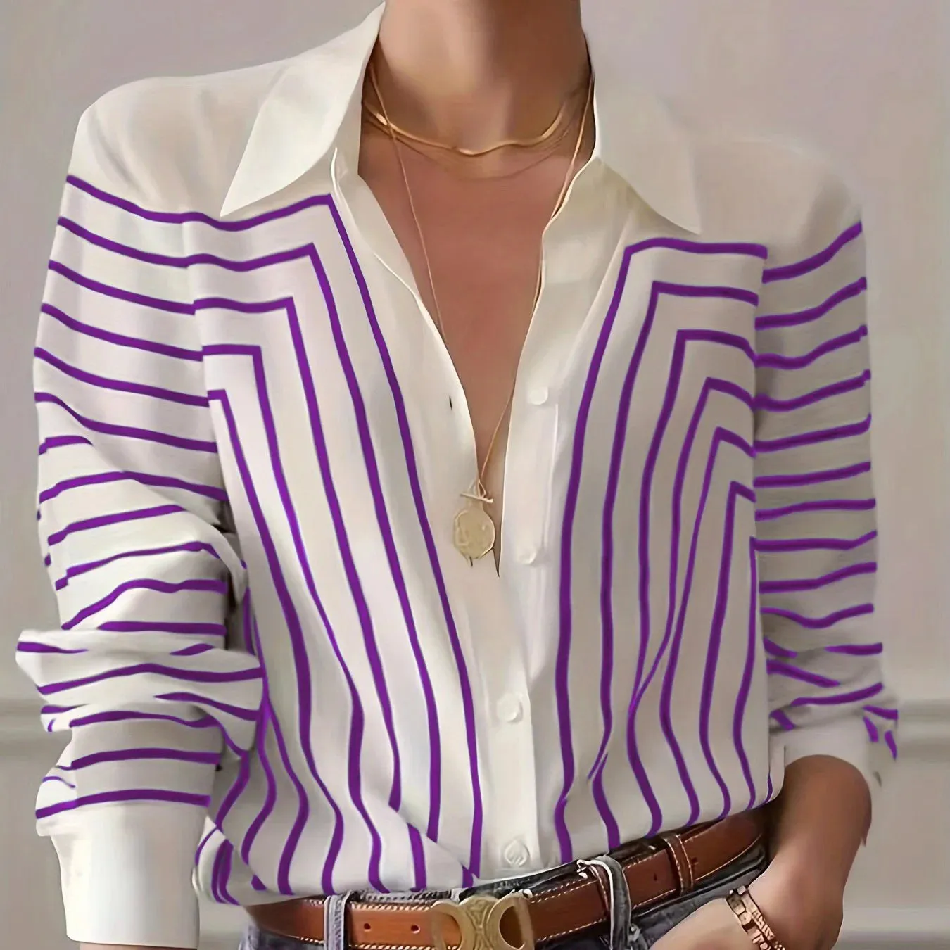 Versatile Striped Shirt for Women - Classic & Comfy