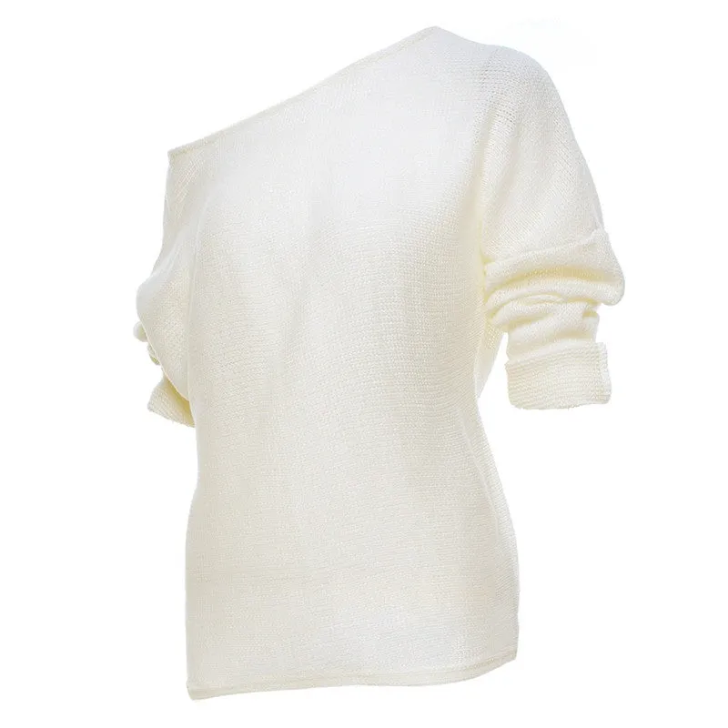 Women's Autumn/Winter Soft Off-Shoulder Loose Knitted Sweater