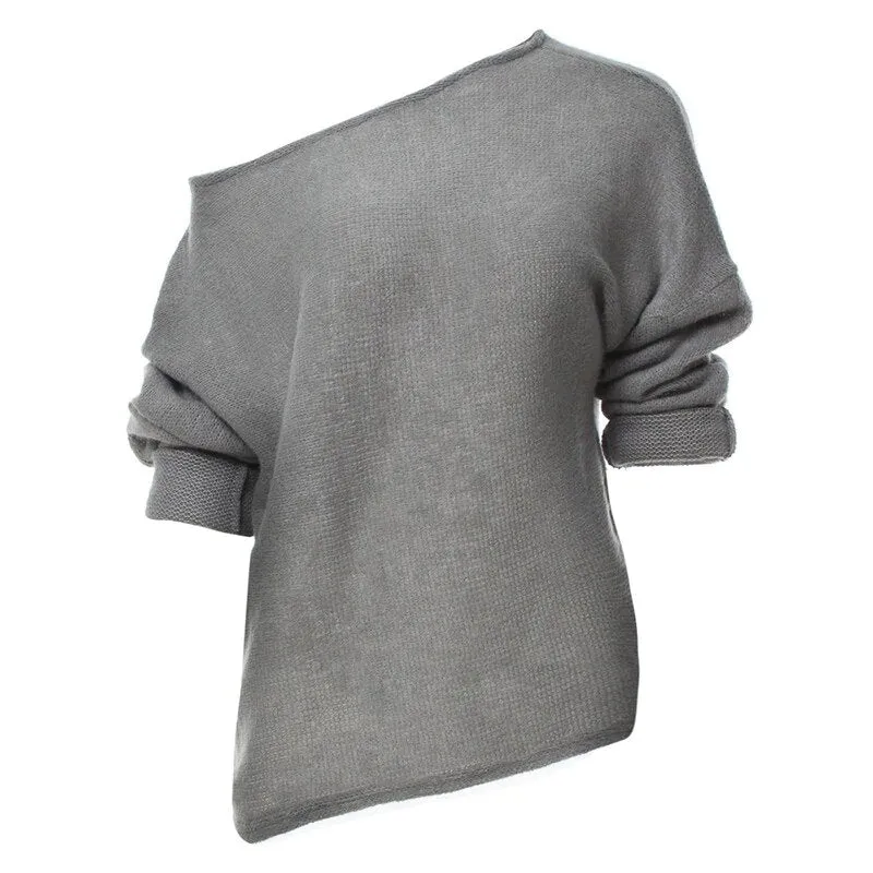 Women's Autumn/Winter Soft Off-Shoulder Loose Knitted Sweater