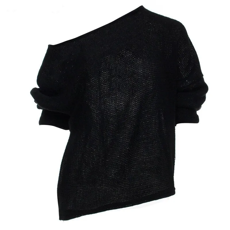 Women's Autumn/Winter Soft Off-Shoulder Loose Knitted Sweater