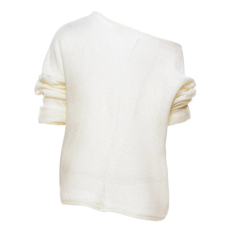 Women's Autumn/Winter Soft Off-Shoulder Loose Knitted Sweater
