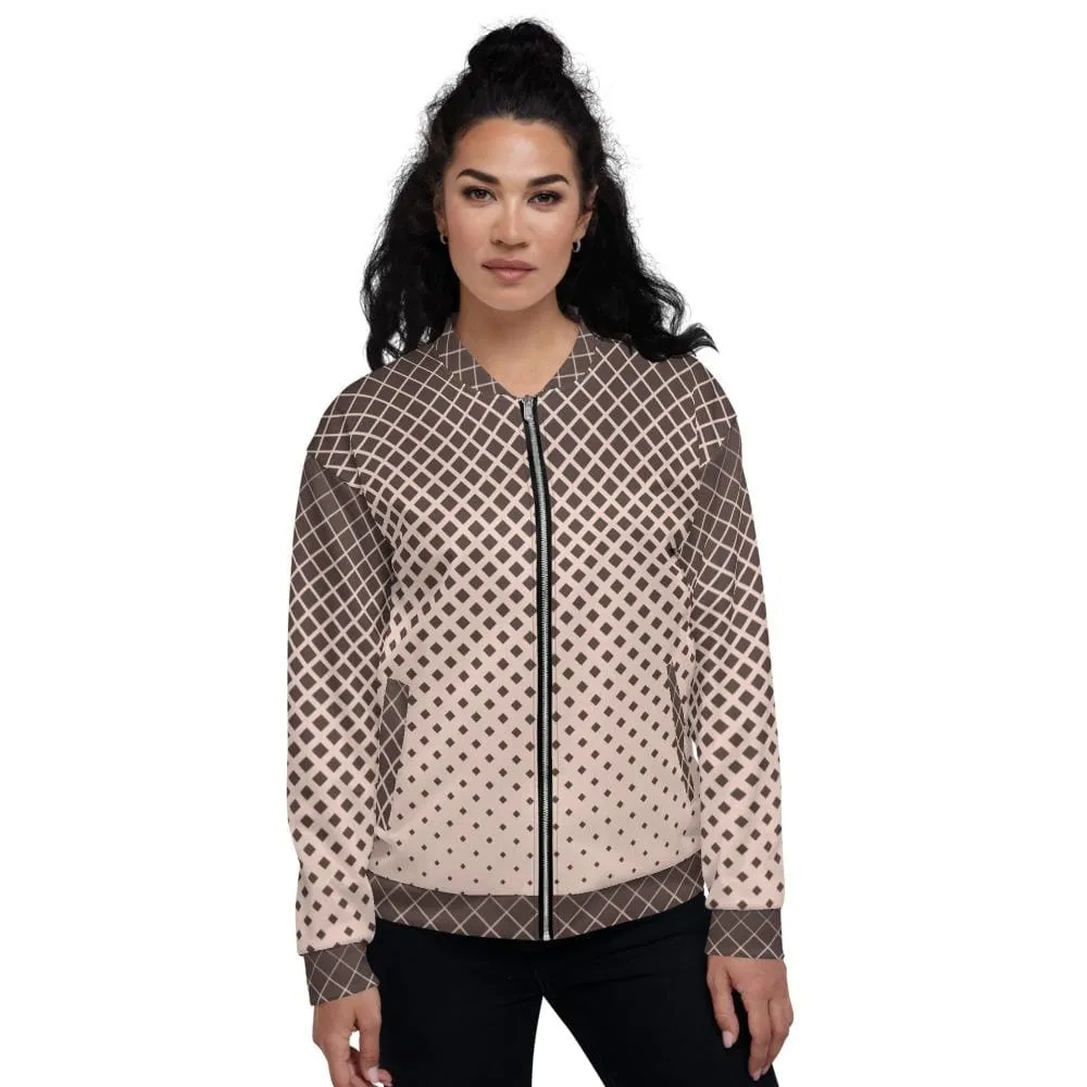 Womens Jacket - Burgundy Half-tone Style Bomber Jacket