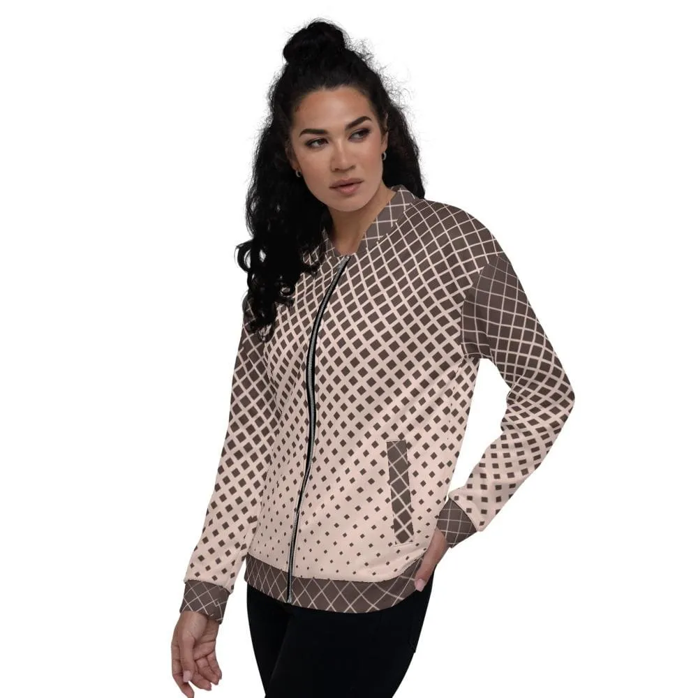 Womens Jacket - Burgundy Half-tone Style Bomber Jacket