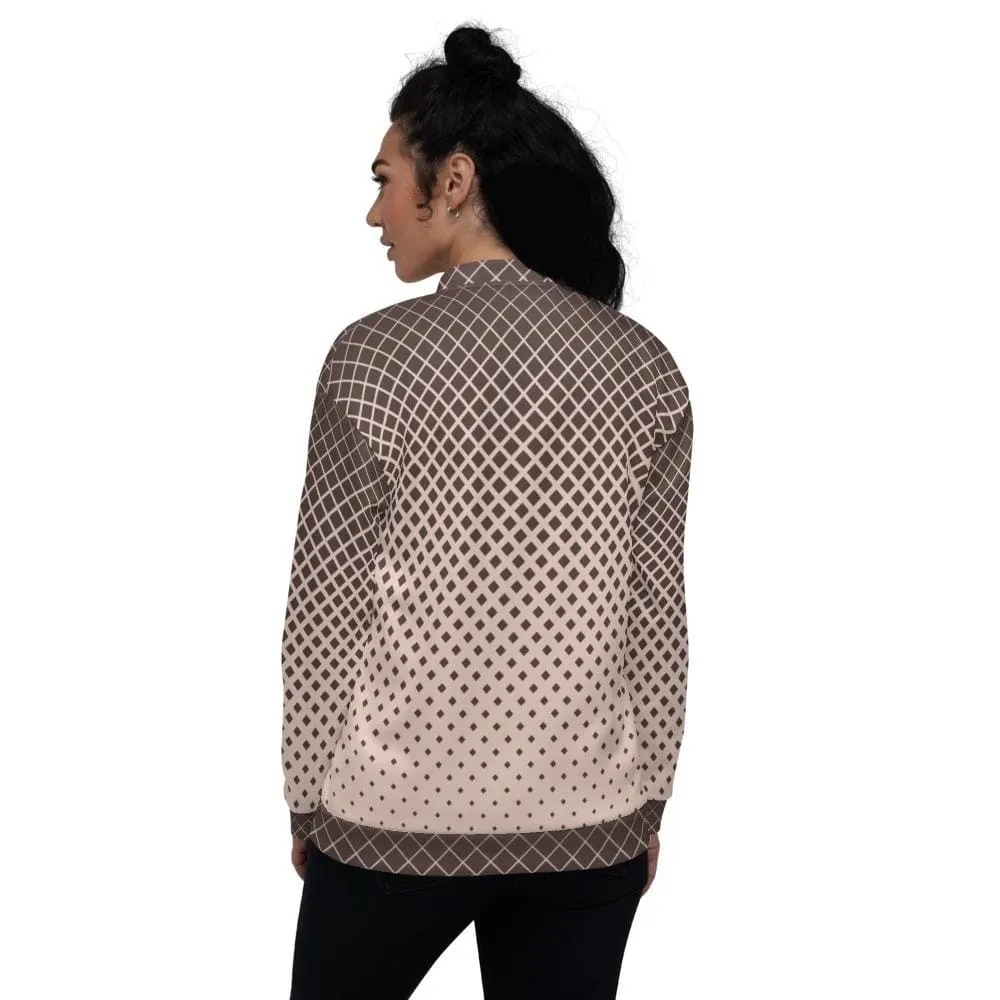 Womens Jacket - Burgundy Half-tone Style Bomber Jacket