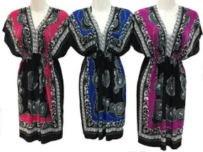 women's v neck cultural printed dresses Case of 12